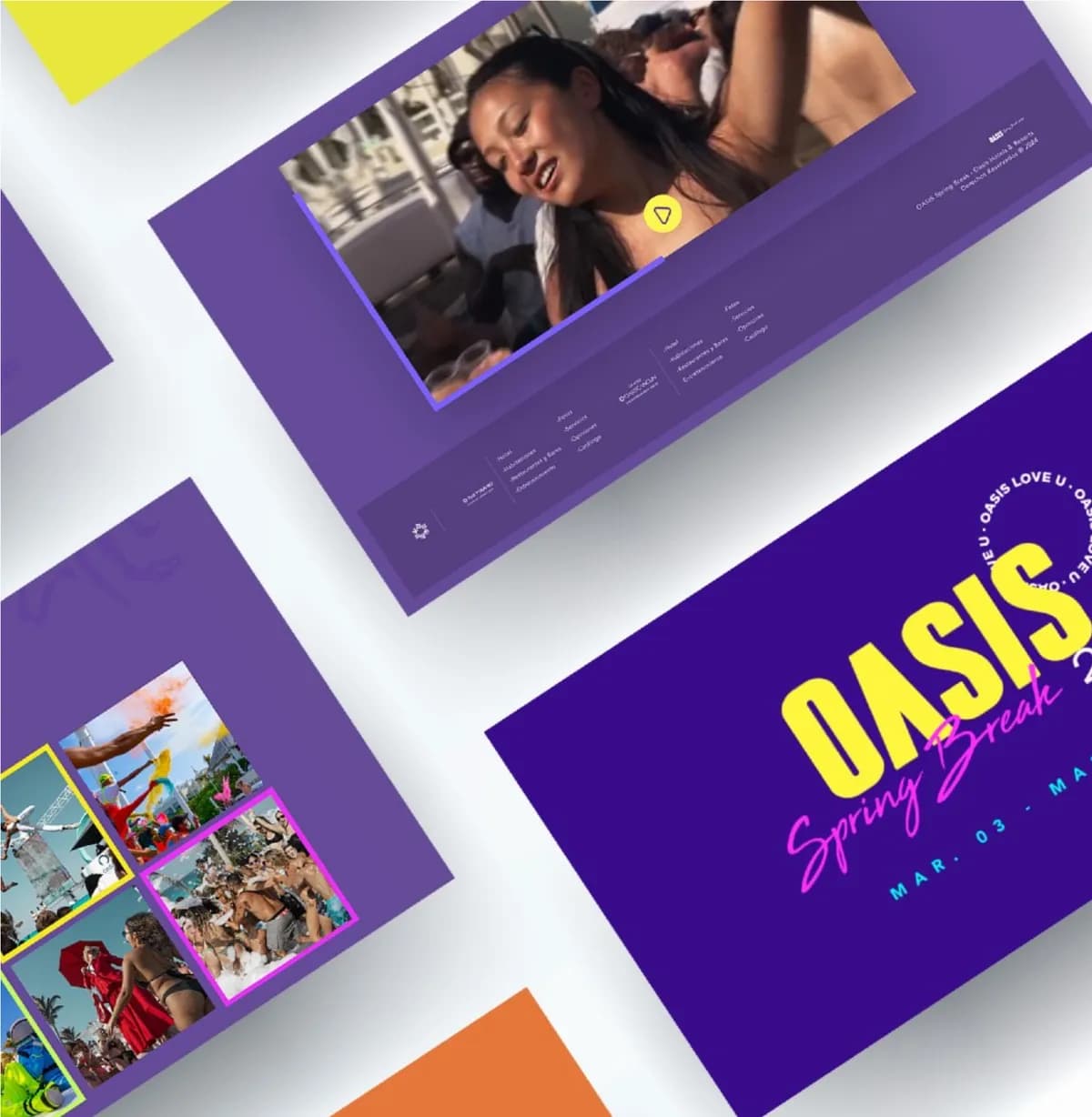 Mockups de la plataforma de Spring Break de Oasis